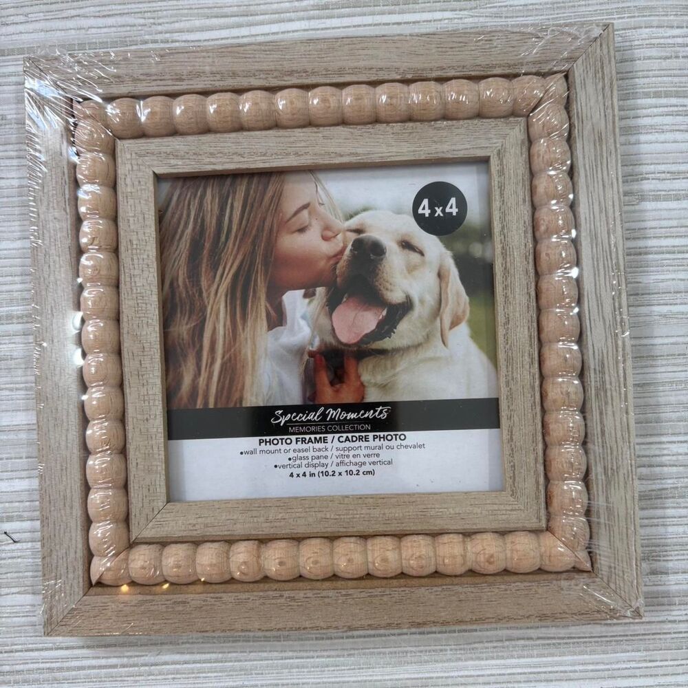 NEW SPECIAL MOMENTS 4x4 beaded photo frame tan NWT